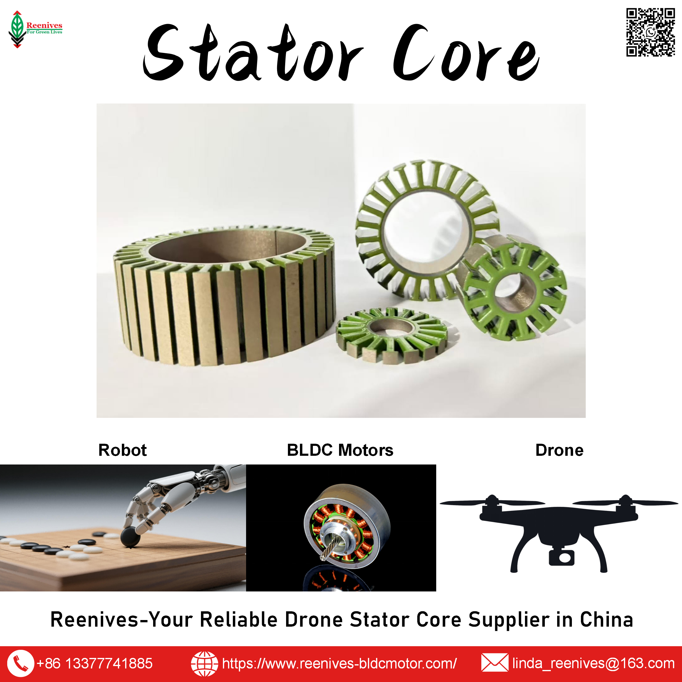Discover precision stator laminations for miniature BLDC motors used in drones, robotics, and compact automation systems. Reenives provides ultra-thin silicon steel stator cores with low iron loss, stable magnetic performance, and OEM customization suppor
